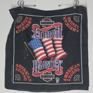 Vintage Harley Davidson Bandana American Legend Flag Patriotic USA 21x21